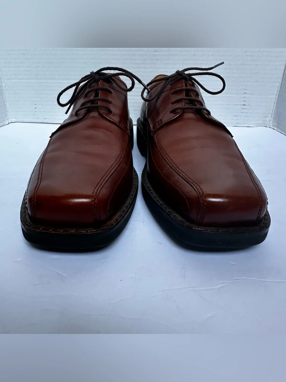 Ecco Men’s Whiskey Brown Holton Apron Toe Derby Dress Shoes- Size 44/US 10/10.5